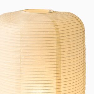 Stehlampe mit Holzfuß und Papierschirm, Steckanschluss, dimmbar