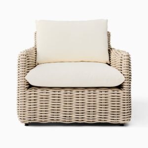 Gartenstuhl mit Rattangeflecht und Metallrahmen, wetterbeständig