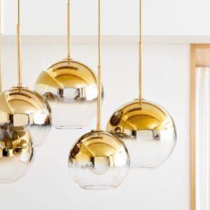 Kronleuchter mit 7 Glaskugeln, höhenverstellbar, dimmbar